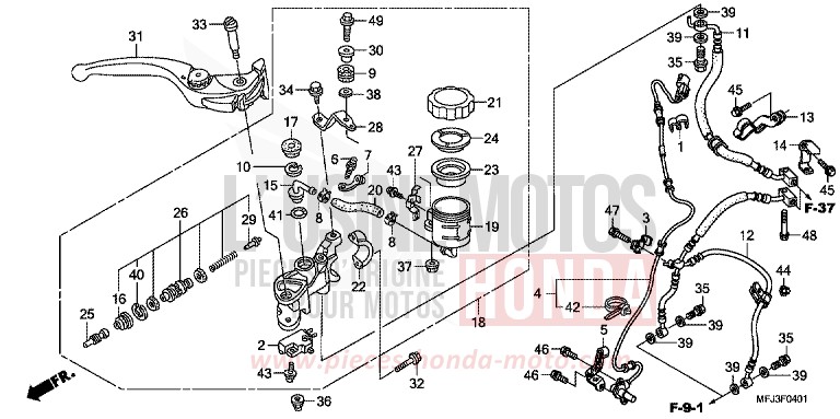 MAITRE-CYLINDRE FREIN AV. (CBR600RA) de CBR600RR ABS GRAPHITE BLACK (NHB01KB) 2009